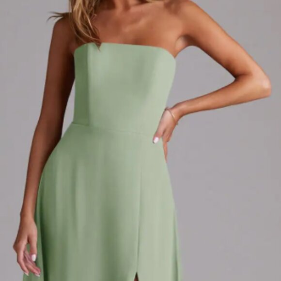 Azazie Bridesmaid Dress Wren – Dusty Sage - Picture 7 of 7